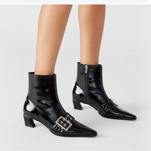 AXTON Black Leather Moto Ankle Bootie | Women's Booties - Stevemadden - Picture 1 of 8